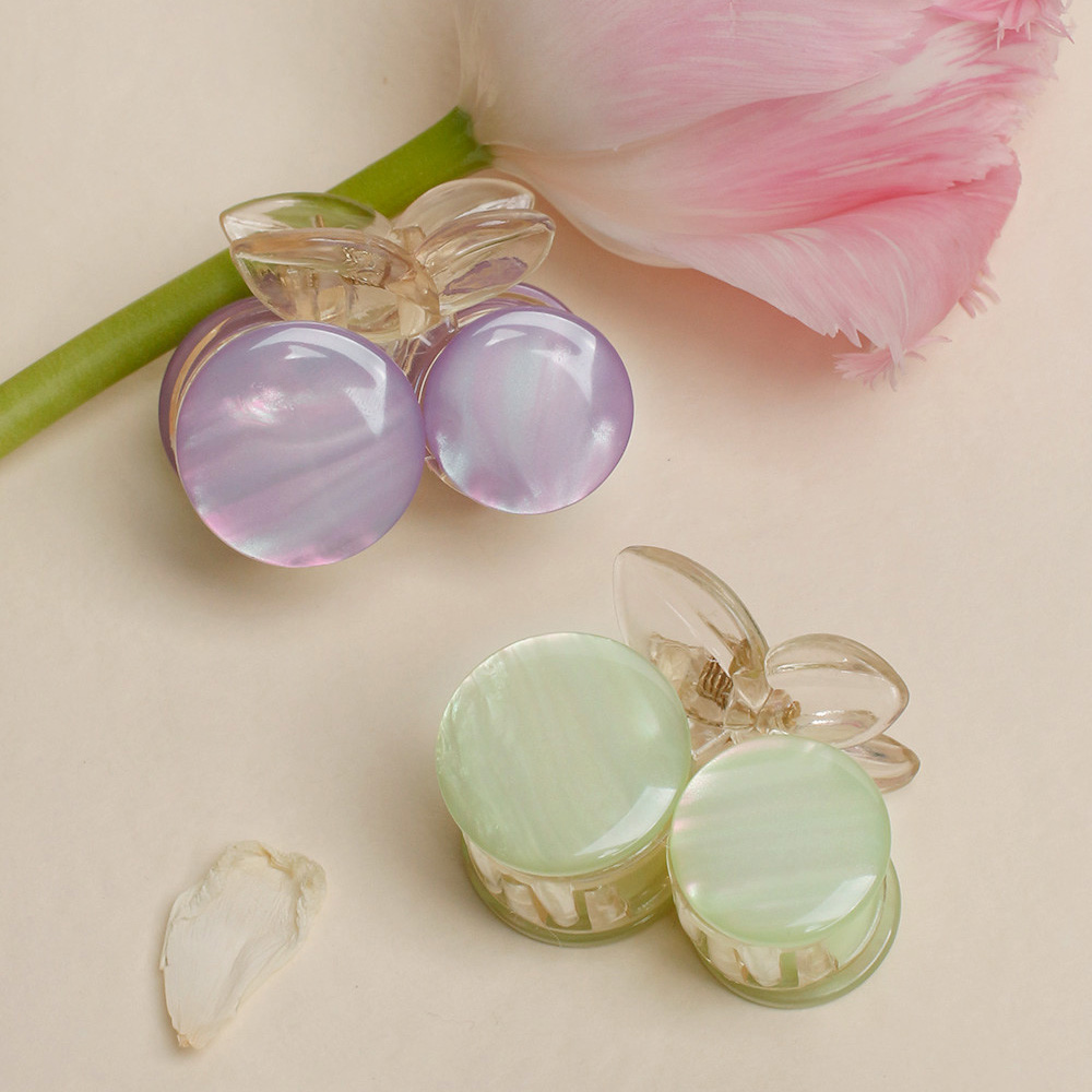 [2개1세트/초콜리트쥬얼리] 츄잉 앵두 체리 마블 아크릴 파스텔 미니 반머리 헤어 집게핀 8,900원