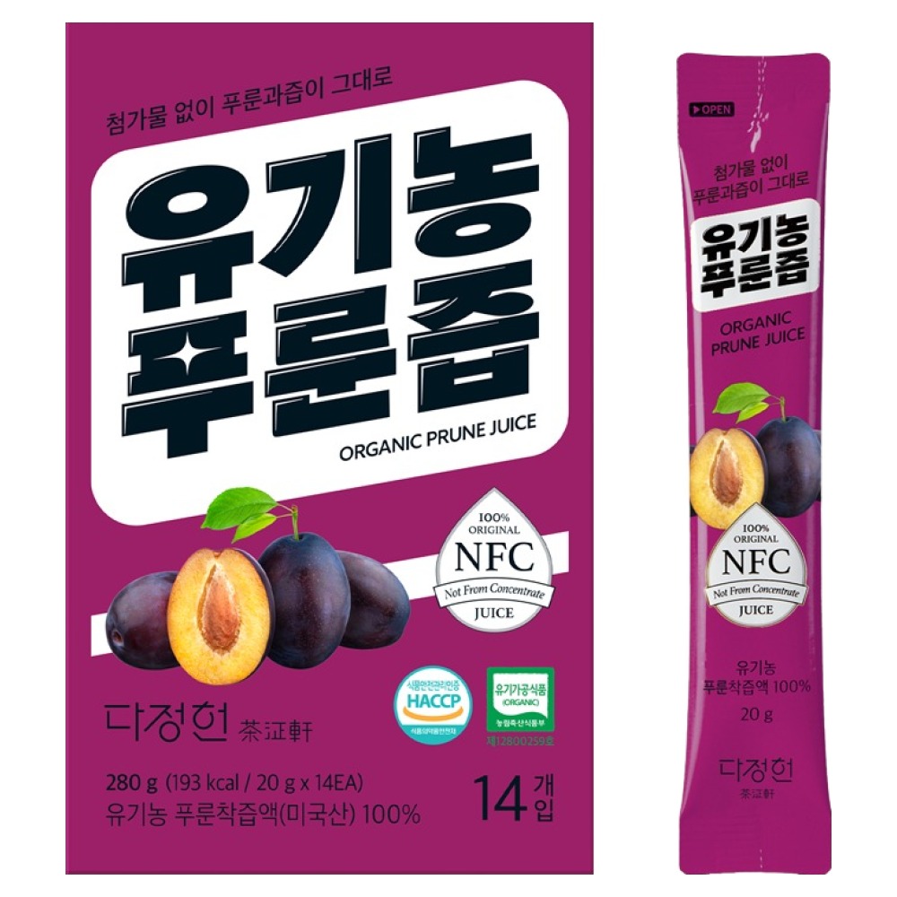 다정헌 유기농 NFC 푸룬즙스틱, 280ml, 20g, 14개 12,080원