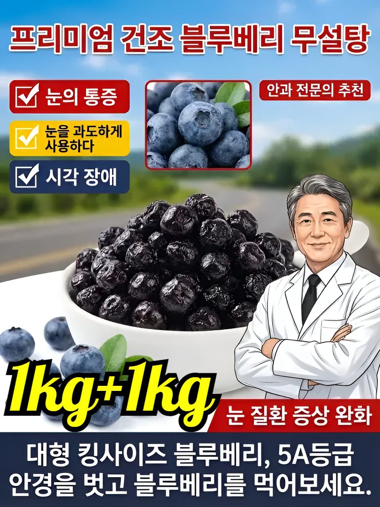 1kg+1kg SSS+무설탕 건조블루베리 100% 칠레산 블루베리 프리미엄 블루베리 건조과일 프리미엄 건조 블루베리 무설탕, [100.00g/봉지] 25,500원