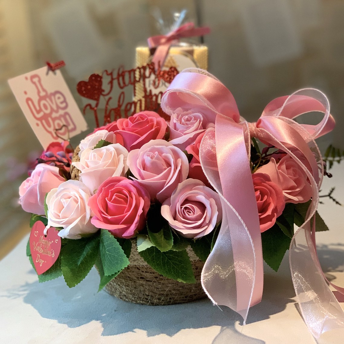 발렌타인선물 발렌타인데이 초콜릿꽃다발 비누꽃 발렌타인꽃바구니 핑크 여친선물 남친선물 프로포즈 35,200원