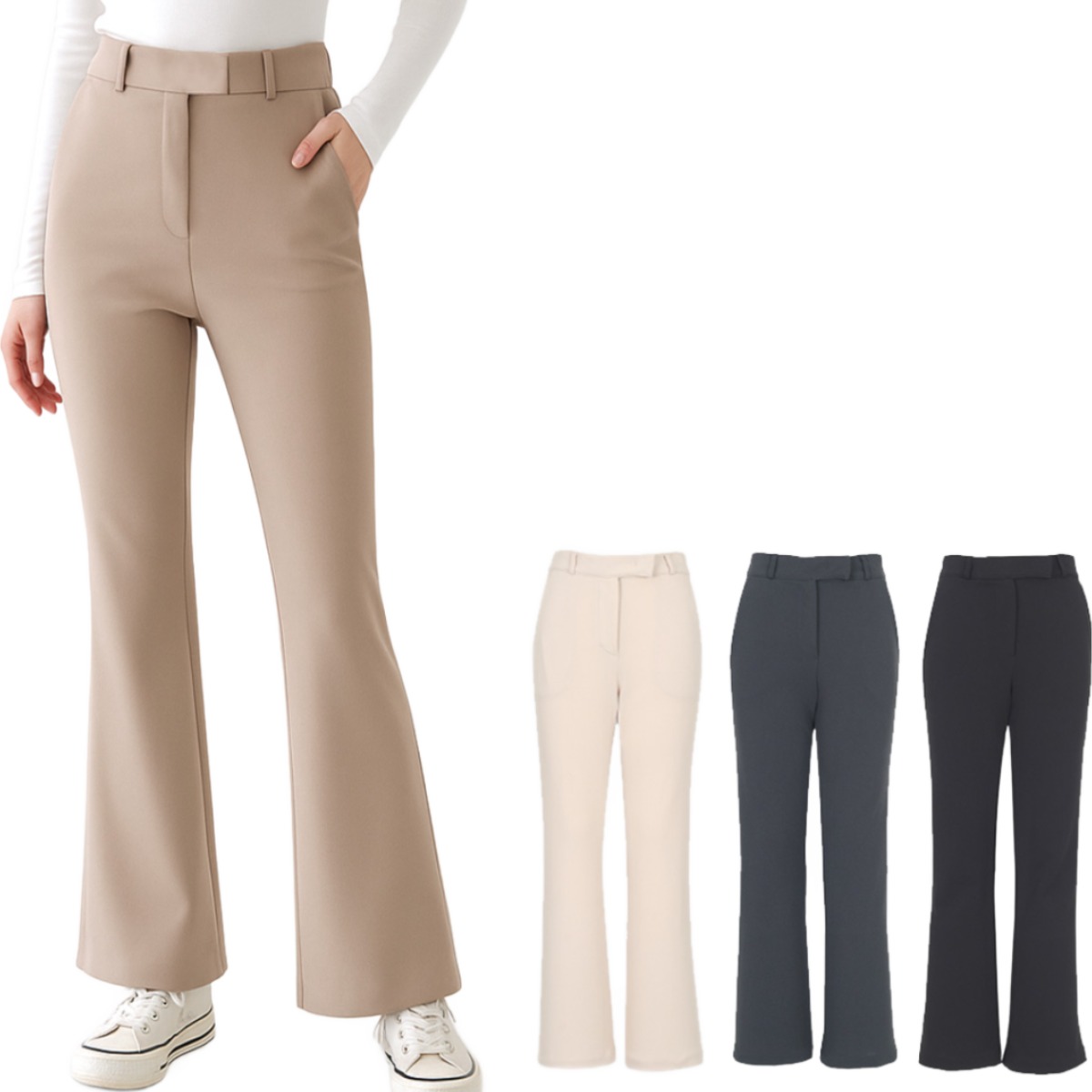 [김영주골프] 봄가을 뒷밴딩 부츠컷 슬랙스 여성 골프 바지 2기장 DPFLSL28 29,700원