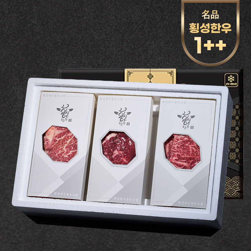 [한우직판장] 횡성한우 1++등급 선물세트 불고기 국거리 장조림 산적용 채끝 등심 구이용 찜갈비, 1세트 418,900원