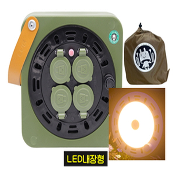 특가LED 조명+초미니 큐브릴선 4구 20M/전용파우치 포함/과부하차단/가죽손잡이 러그박스 큐브릴 LED캡형 카키 캠핑릴선 전기릴선 61,900원