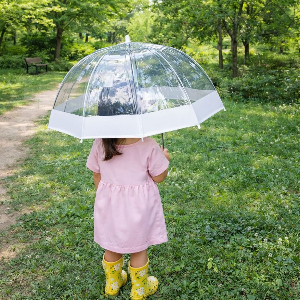 렌코리아 아이 돔형 블랙화이트 베이직라인 투명우산 비닐우산50 7,800원
