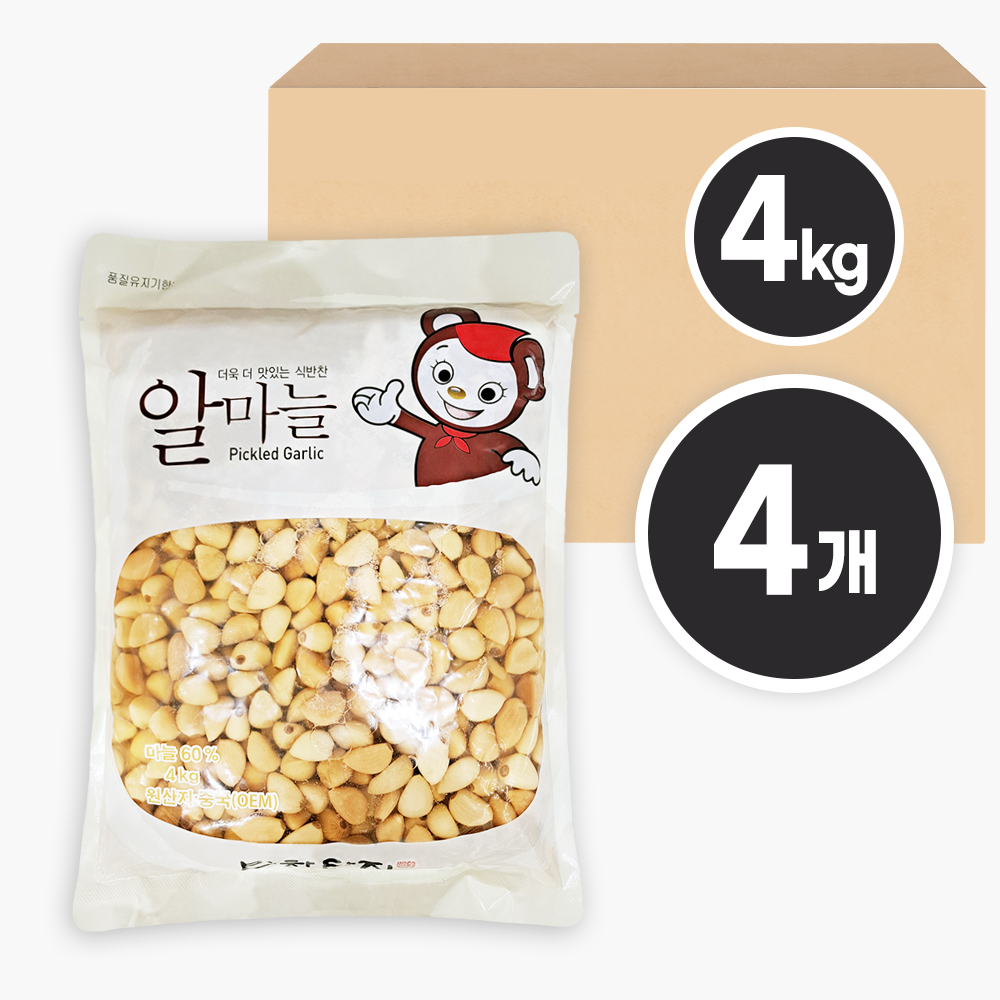 반찬단지 알마늘지 4kg 업소용 식당용 밑반찬 깐 마늘 절임 장아찌 초절임마늘 86,000원