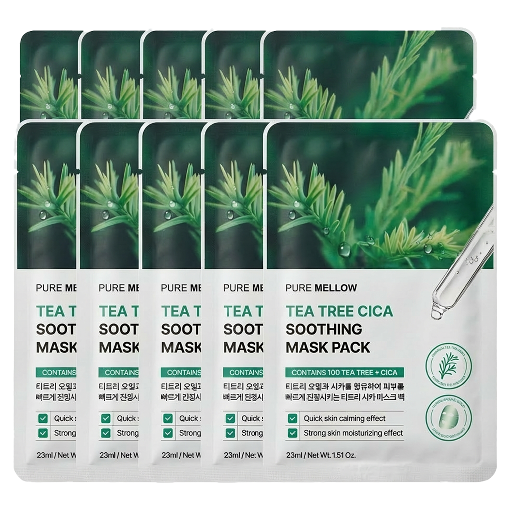 퓨어멜로우 티트리 시카 수딩 마스크팩, 1개, 10개입 9,900원