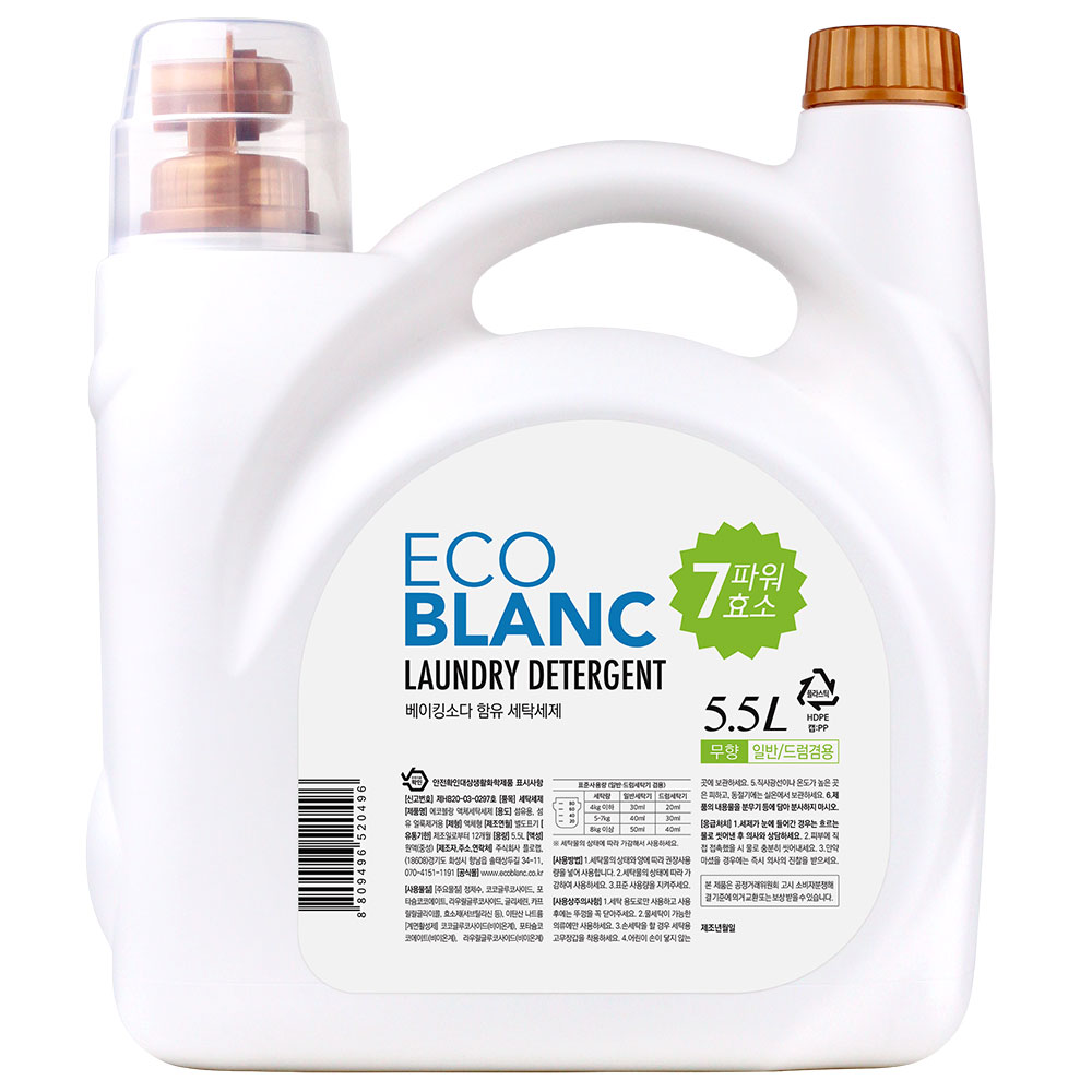 에코블랑 베이킹소다 세탁세제 무향 5.5L, 5.5L, 1개 24,500원