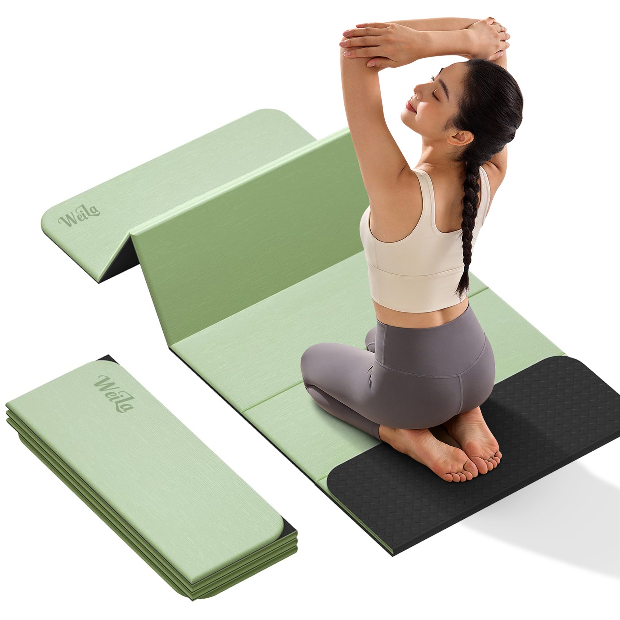 12mm 두꺼운 접이식 요가매트 미끄럼방지 TPE 무릎을 보호하는 운동패드, 1개, 녹색 + 검은색 63,000원