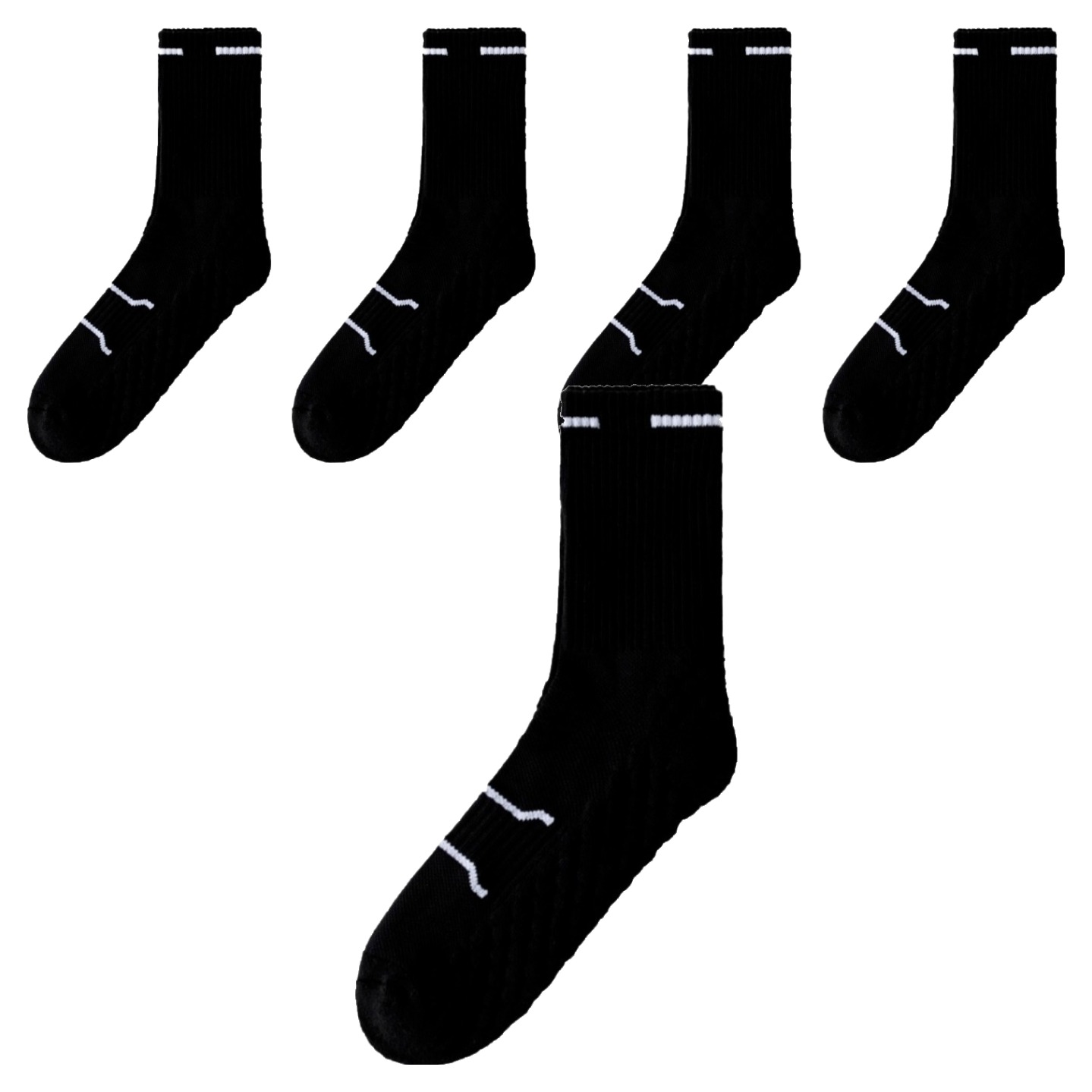 헬로우디 남성용 푹신한 장목 스포츠 양말, 5개, 검정 7,350원