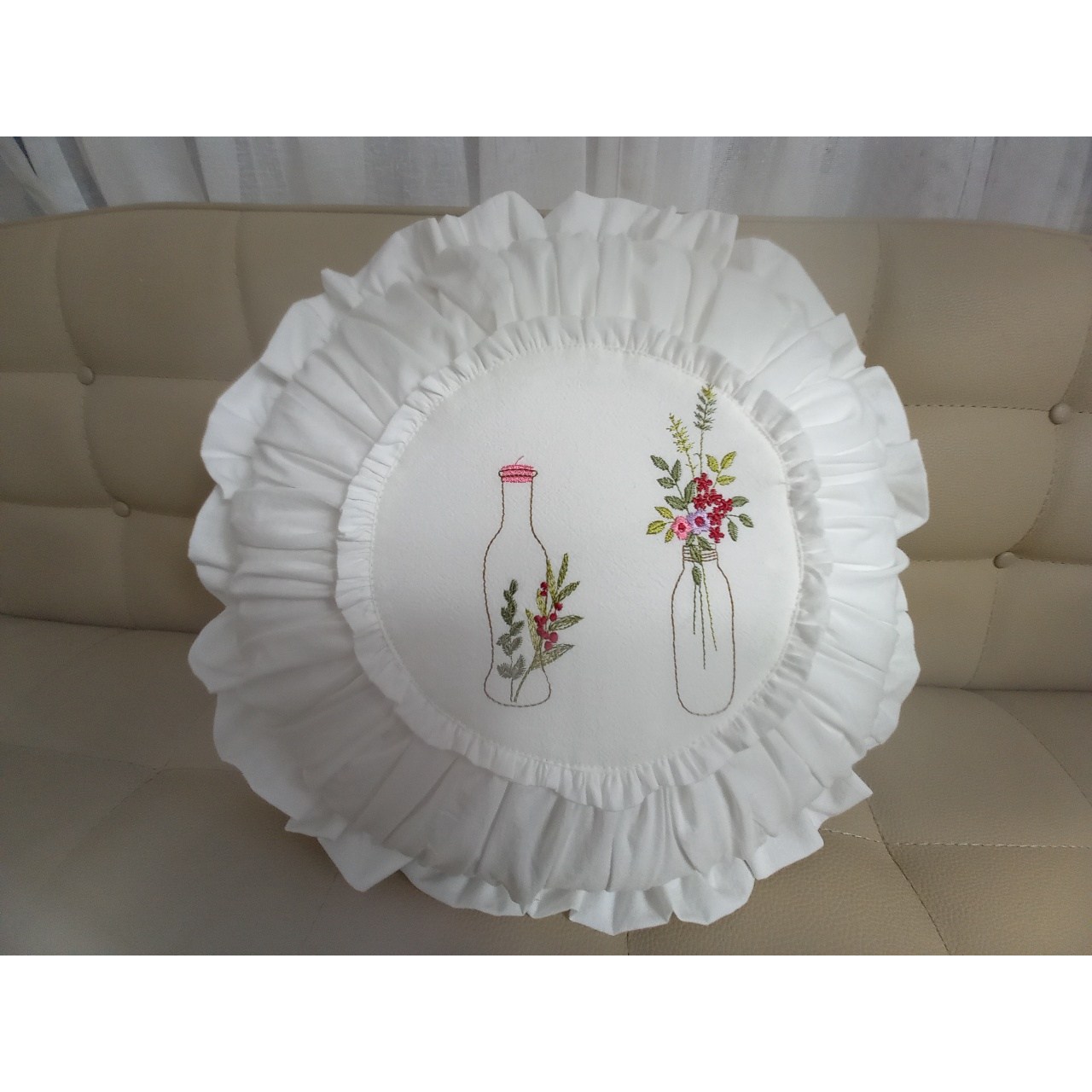 안나홈 워싱 광목 화병 자수 쿠션커버 39,500원