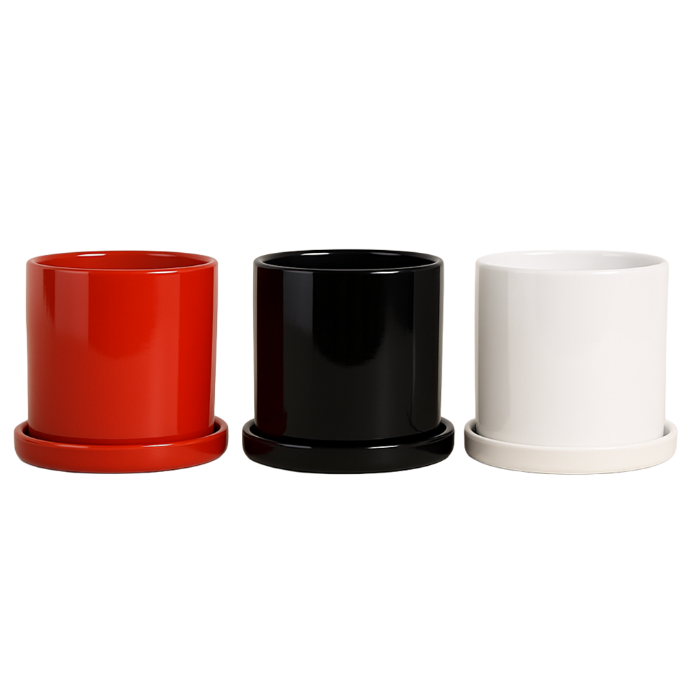 모던레시피 유광 원형 도자기 화분 받침 세트 시리즈 11,900원