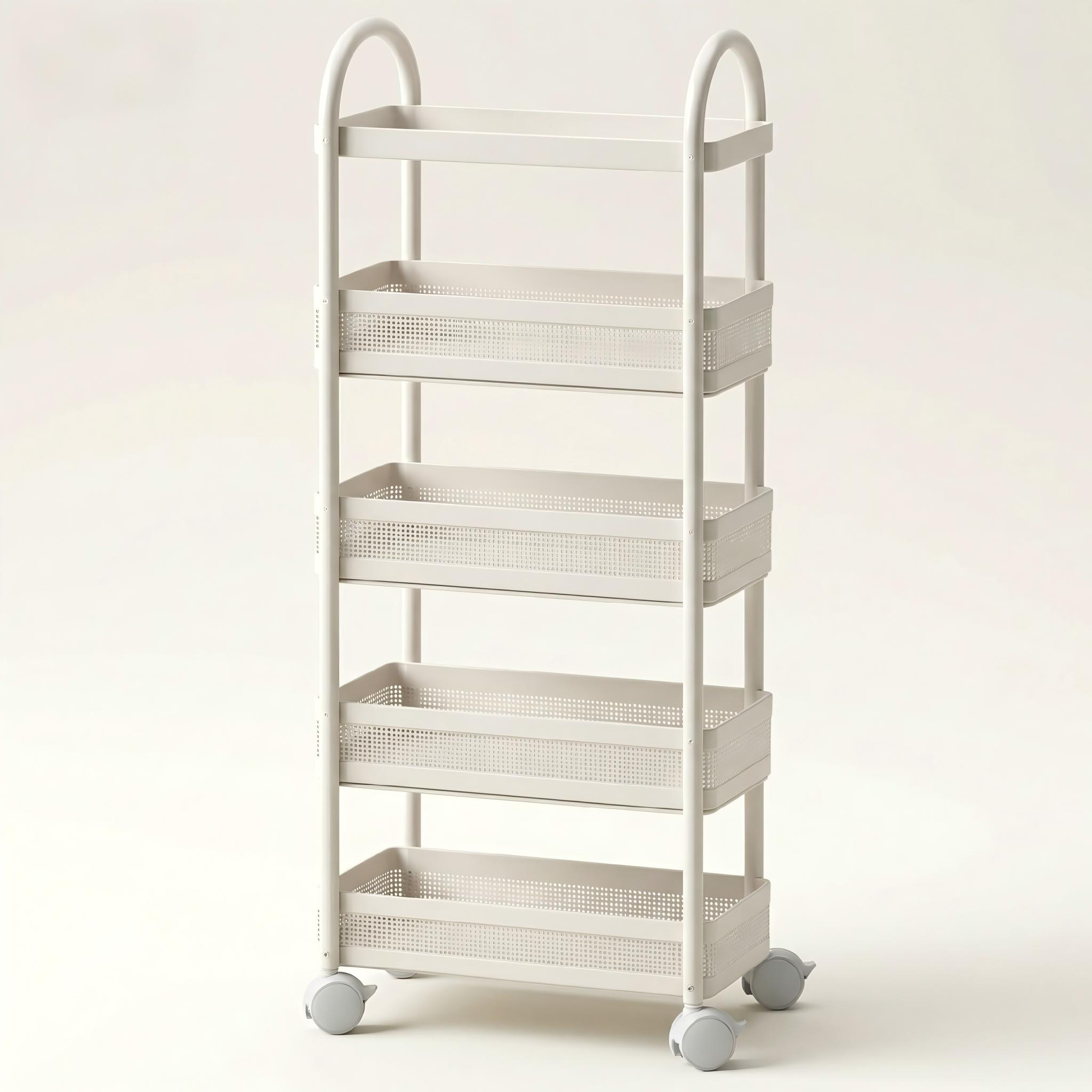 틈새수납장 5단 이동식 수납카트 분리형 바스켓 만능바퀴 주방 욕실, 흰색 44,900원