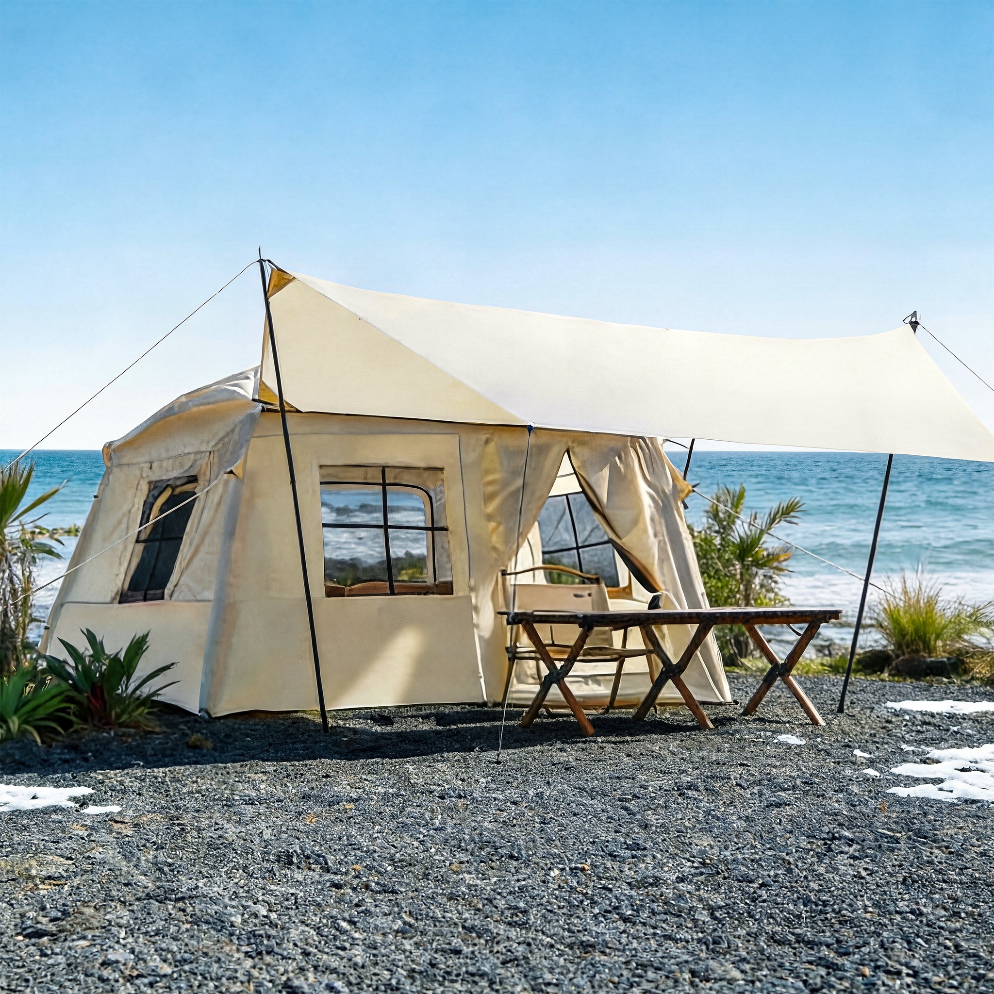 에어텐트 4-8인용 타프 일체형 탈부착 대형 글램핑 텐트 177,440원