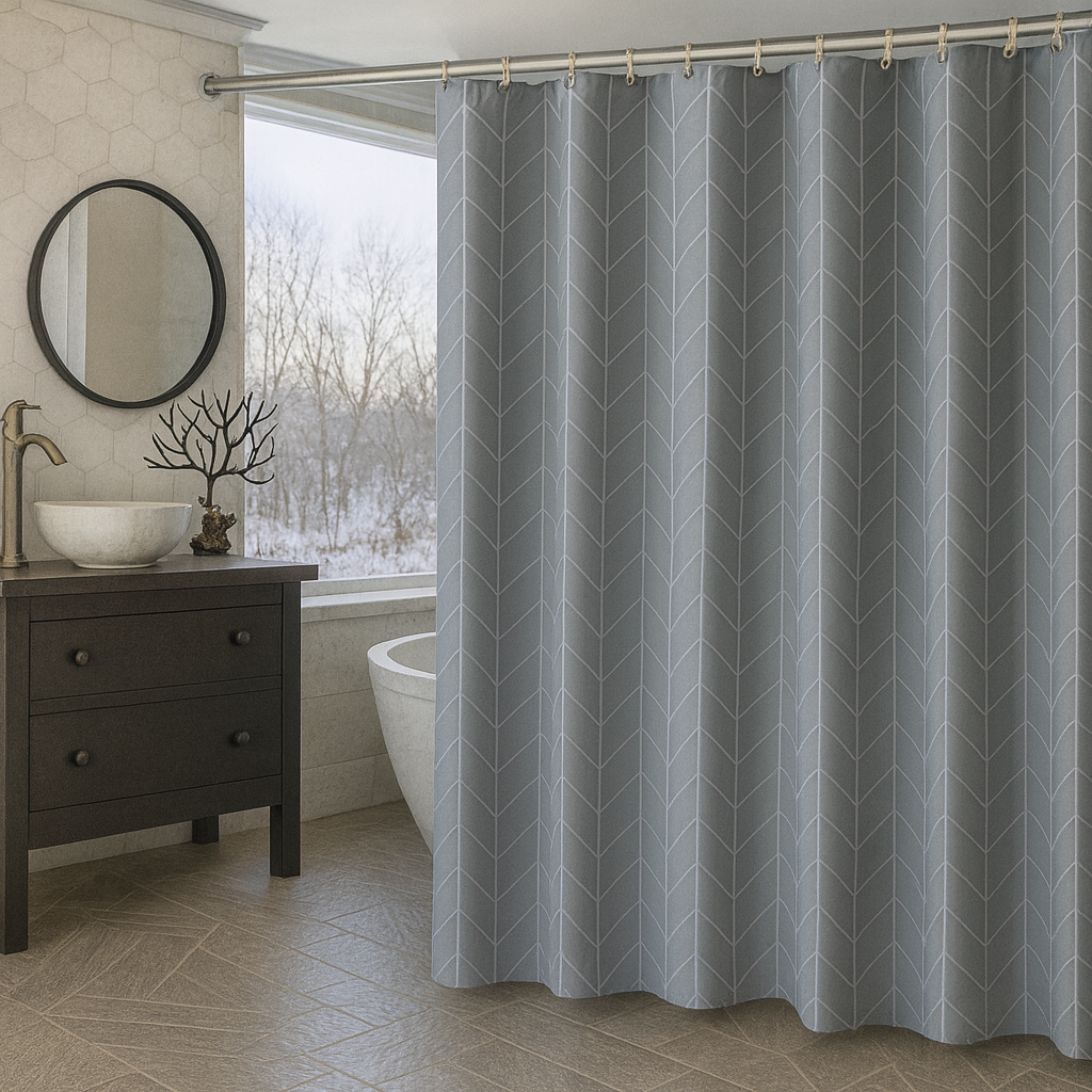 패링치즈 헤링본 샤워커튼 곰팡이방지 커튼링포함 5,900원