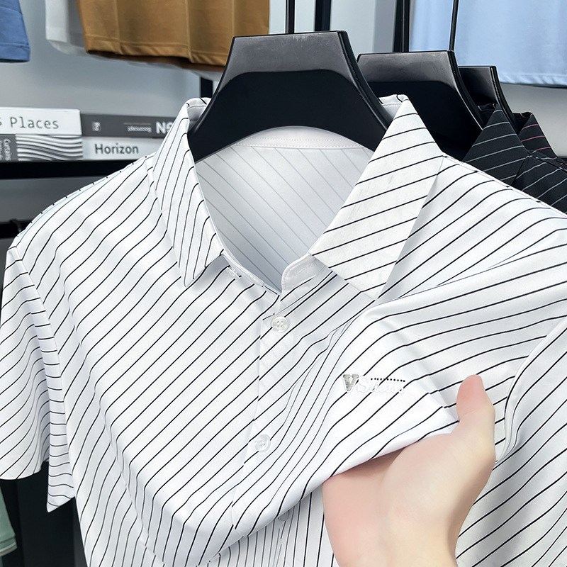 남성 반팔 신상 고급 셔츠 중년 스트라이프 캐주얼 여름 얇은 셔츠 구김방지 트렌디 남성 셔츠 럭셔리 일상옷 중년 패션 반팔 디자인 출근용 럭셔리 구김방지 28,490원