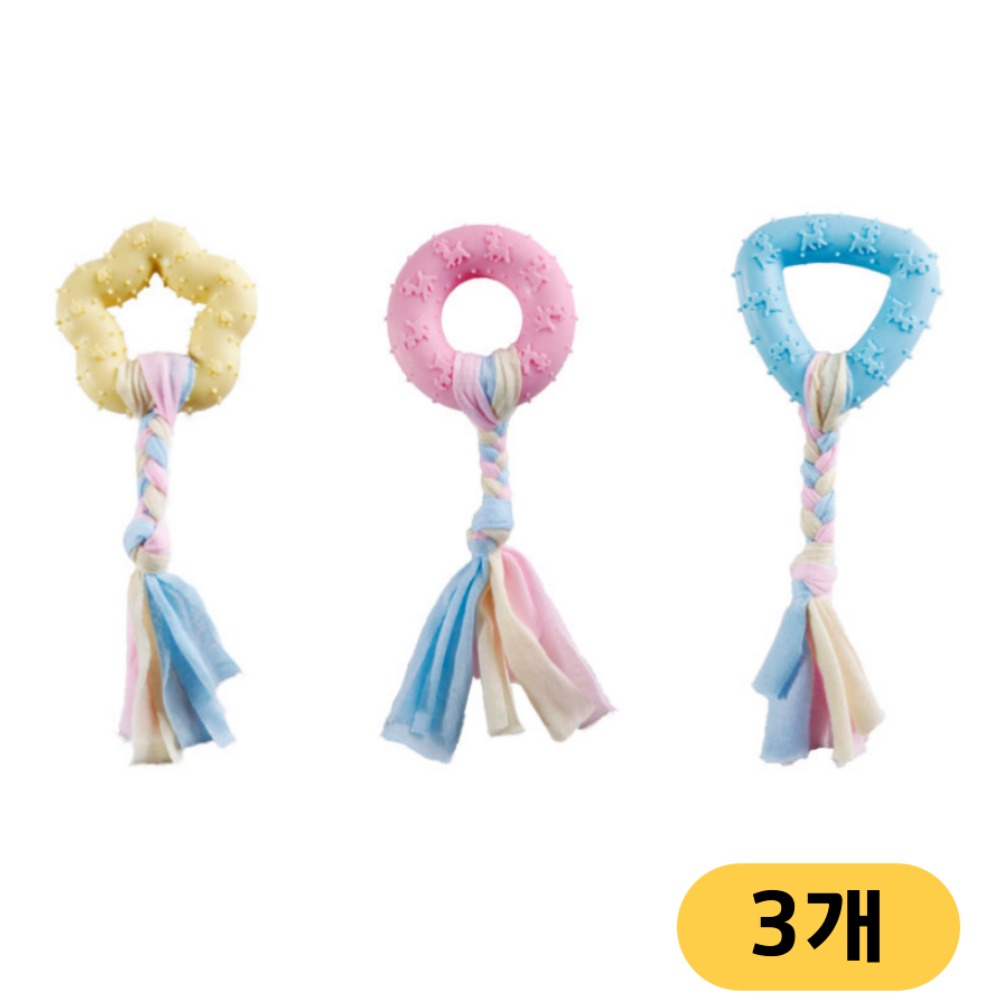 제이쿠스 강아지 터그놀이 치실로프 노즈워크 장난감 스트레스 해소, 3개, 노랑+블루+핑크 10,000원