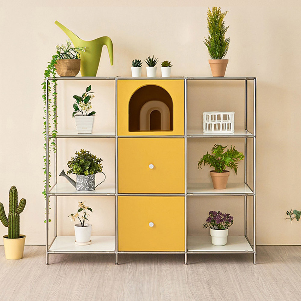 퍼스웰 (완제품)프리즈 1200 3단 콤보형 모듈수납장 선반장 장식장(FO_025), 올옐로우 398,000원