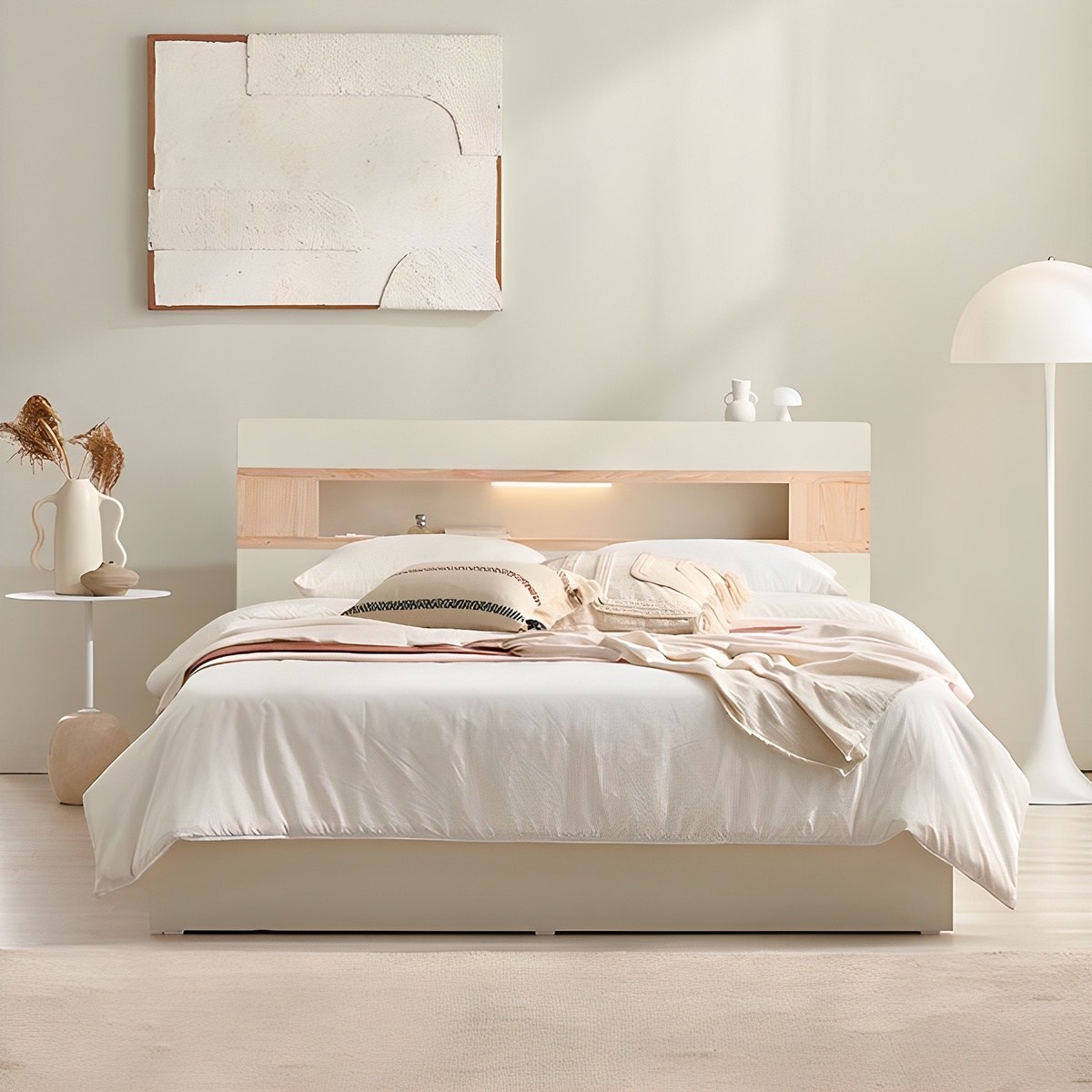 삼익가구 그레인 호텔식 편백나무 LED 조명 침대 프레임 단품 312,000원