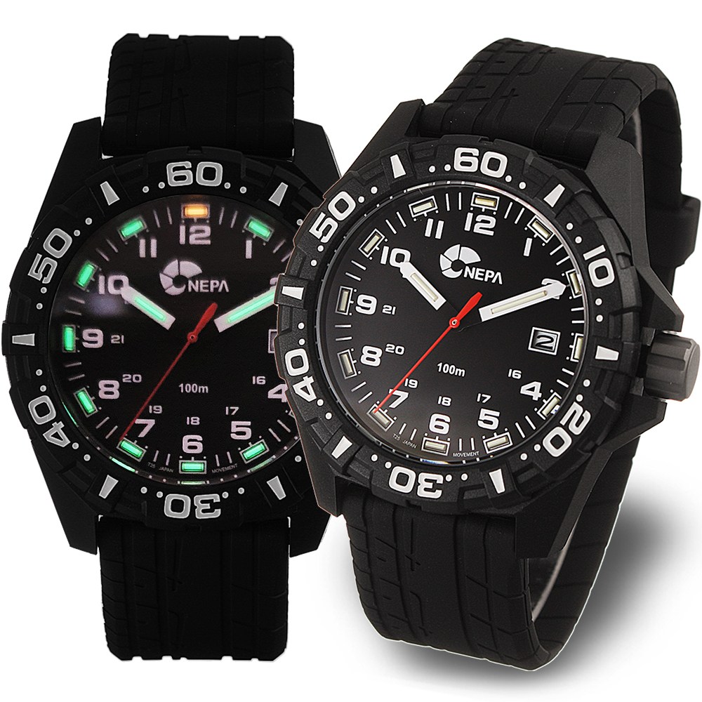 네파 스위스 MB H3 자체발광 야광 다이버 남성 우레탄 군인시계 59,000원