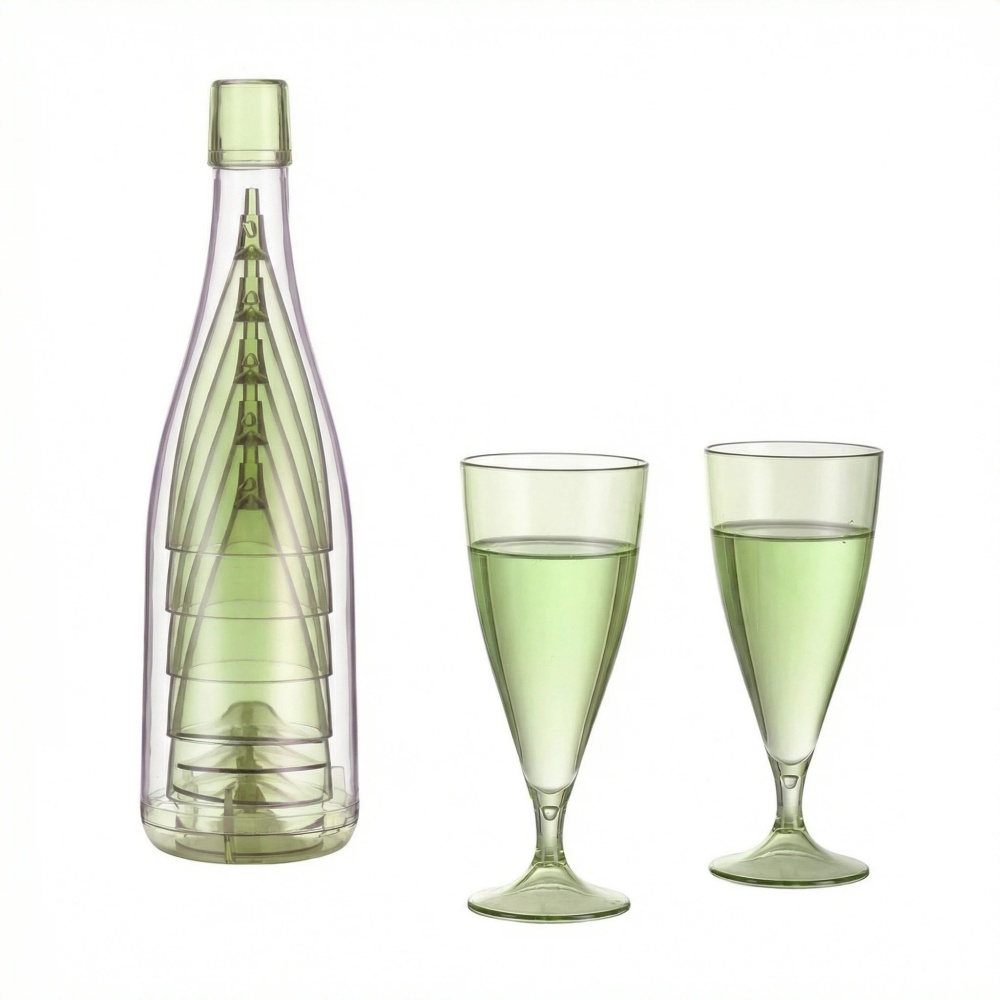 캠핑 파티용 휴대용 와인잔 컵 세트 분리형 보관병, 1세트, 연두 12,500원