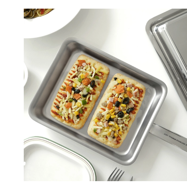 티타늄 스테인리스 사각 커버 후라이팬 아침식사 원팬 토스트 무수분요리 저수분요리 뚜껑후라이팬, 1개, 24.7cm 176,900원