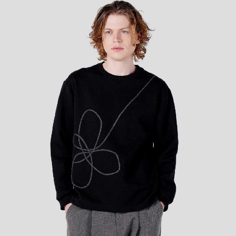 [커스텀어스] 핸드 트리밍 자수 남자 라운드 긴팔 티셔츠 CXS25FKRT904 BLA 71,100원