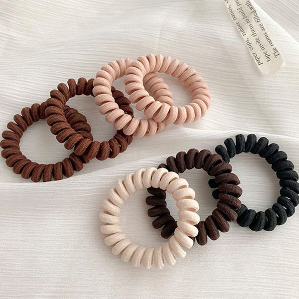 전화선 스프링 머리끈 2p 면 심플 헤어끈 고무줄 헤어밴드 포니테일용 3,460원