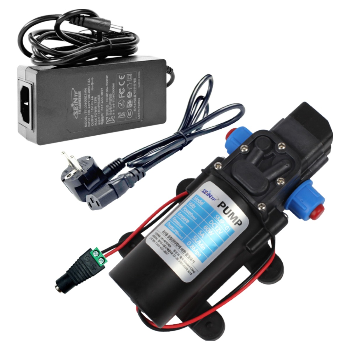 세인티에프 DC 12V 워터펌프 + 전원 연결 젠더 + 전원 아답터 세트 220V 사용가능 다이아프램펌프 물펌프 49,200원