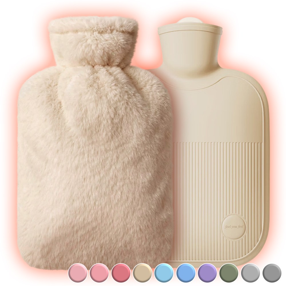 아뜰라임 냉온 찜질팩 보온 물주머니 핫팩 + 에코 토끼털 커버 세트 2L 베이지 9,980원