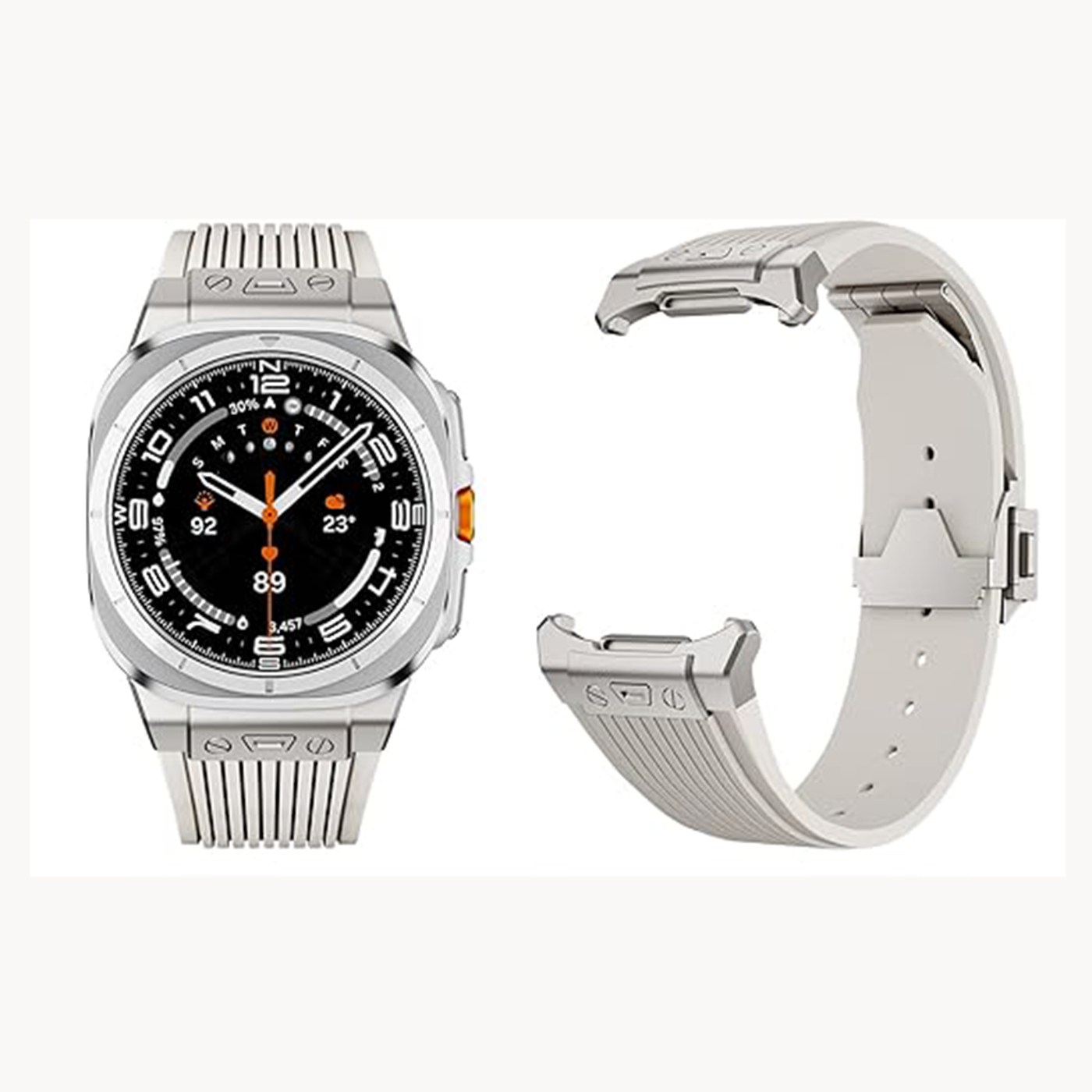 갤럭시워치7 울트라 47mm 스트랩 실리콘 스포츠 시계줄 호환, 별빛/티타늄, 1개 18,000원