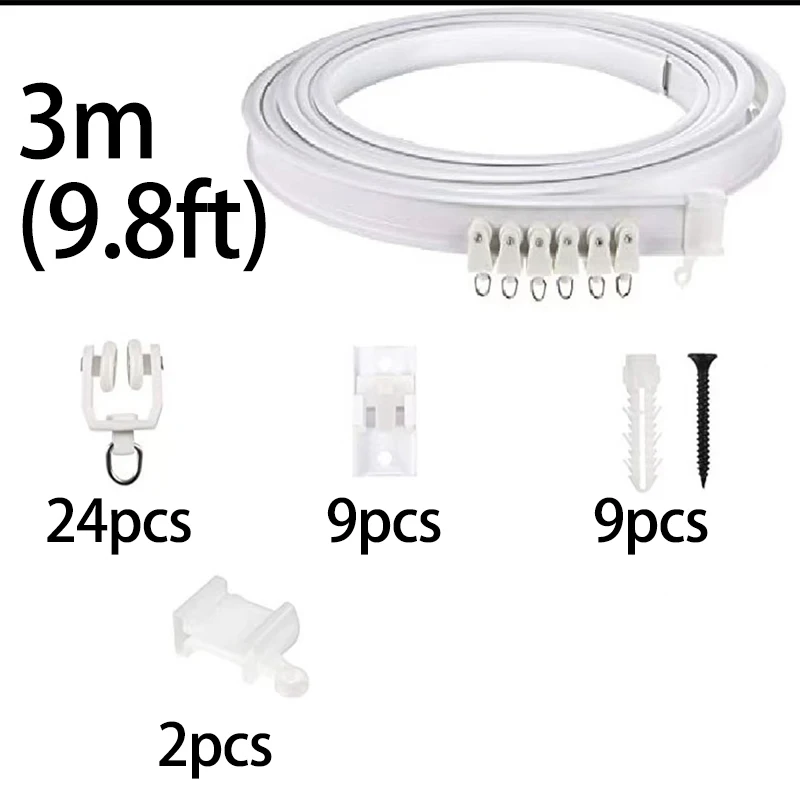 전동커튼 2/3/5/6M 구부릴 수있는 커튼 트랙 침실 발코니 유연한 자동 룸 디바이더 홈 창 장식 액세스 17,000원