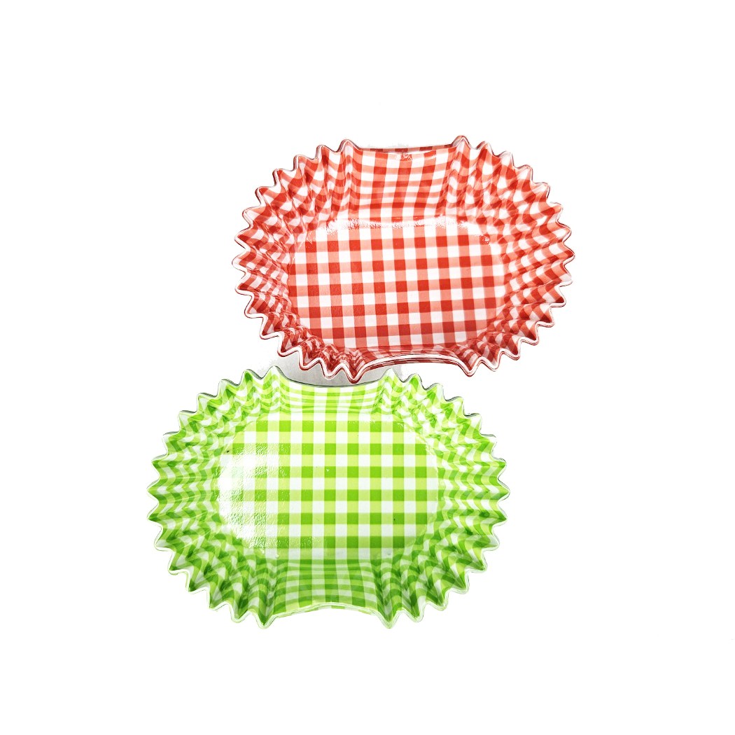 코팅 반찬컵 베이킹컵 체크무늬(타원형) (반반포장) (70mm 레드 반+그린 반), 레드(s)소 red150p+그린green150p, 1세트 12,320원