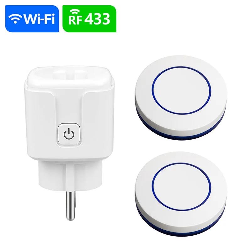 호환 433 MHZ Rf WIFI 원격 제어 스위치 무선 전기 소켓 AC 220V 16A 단일 플러그가전 제품 Led 송신기 26,600원