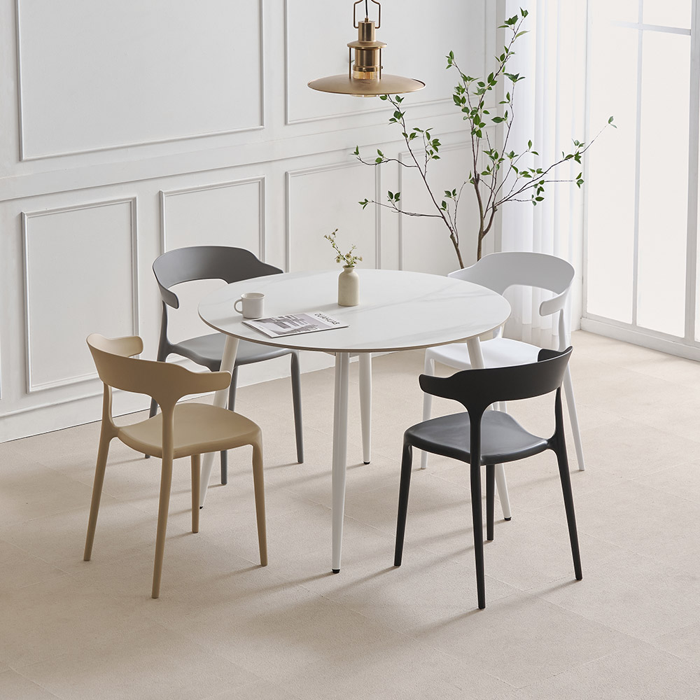 라로퍼니처 헤븐리 1050 원형 포세린 통 세라믹 식탁 세트, 일반의자 4, 베이지 4 177,000원