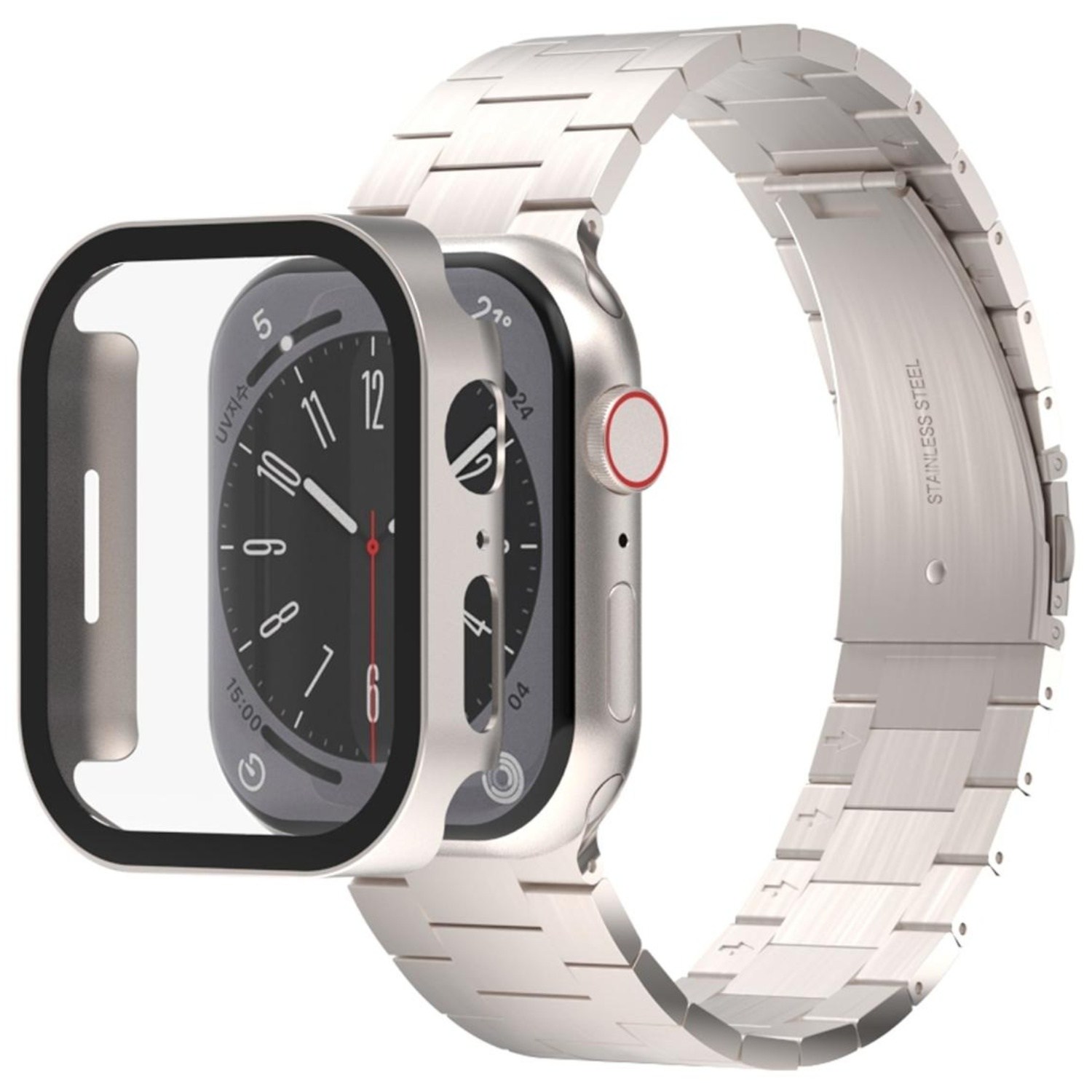 아이메이드잇 애플워치 호환 로이스 메탈 스트랩 + 풀커버 보호 일체형 케이스, 스타라이트 24,900원