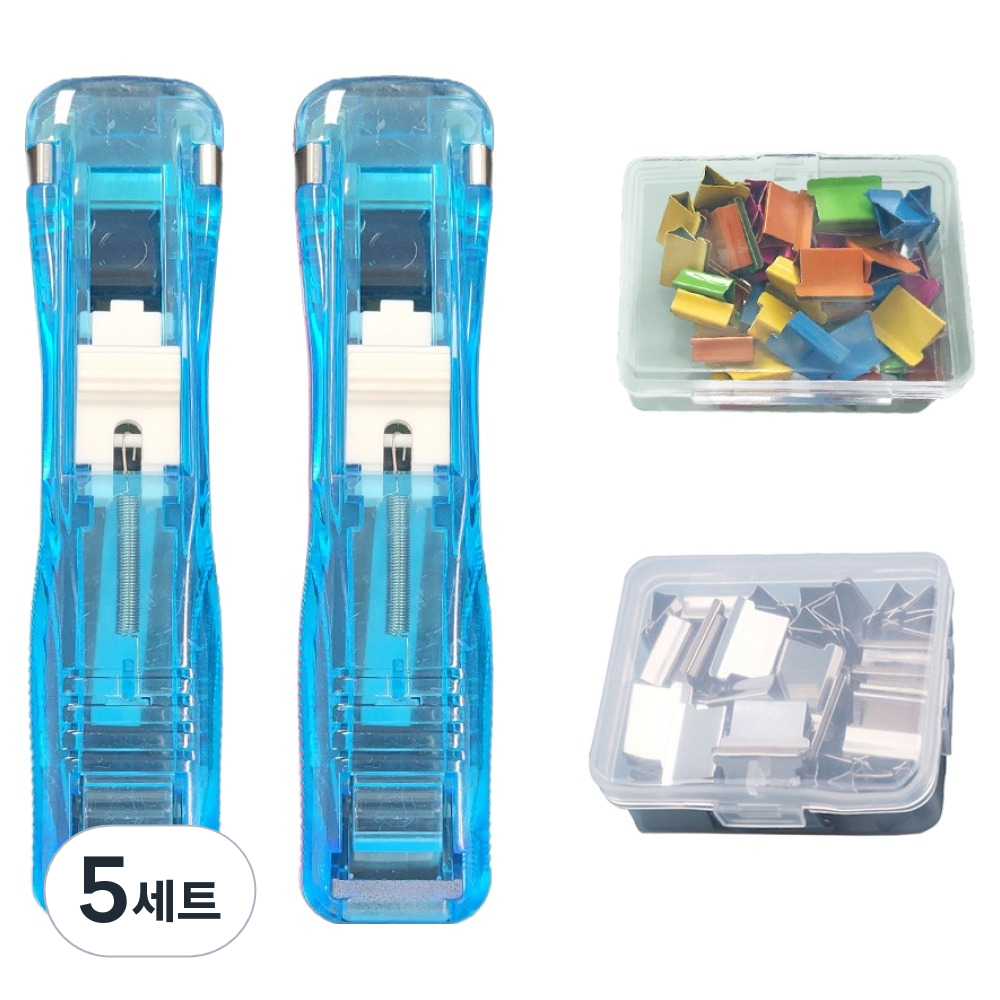 문구담 푸시 클립퍼 2p + 기본 클립 + 컬러 클립 파란색 세트, 5세트 41,240원