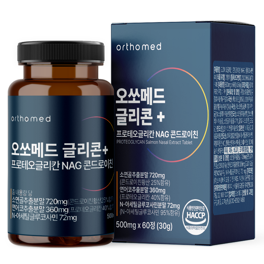 오쏘메드 프로테오글리칸 콘드로이친 NAG 글루코사민 연어코연골 추출물, 3개, 60정 162,000원