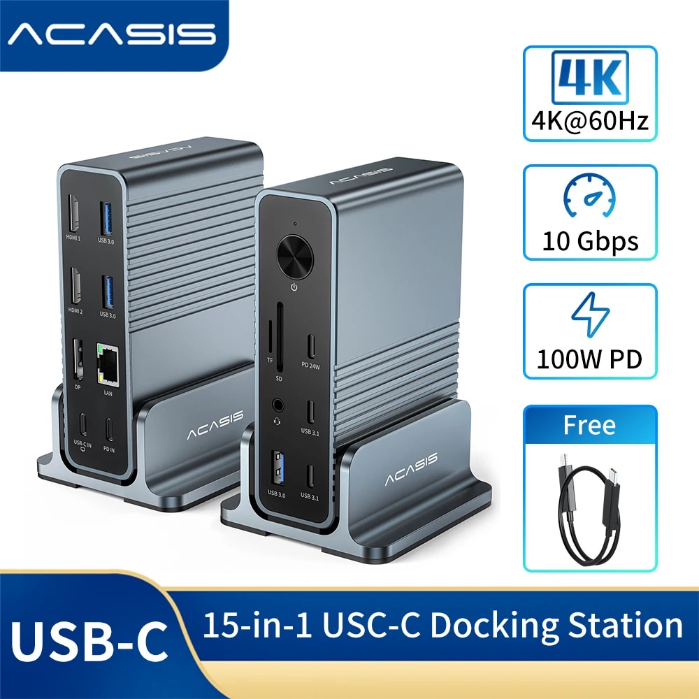 Acasis USBC 도킹 스테이션 C타입 허브 HDMI 분배기 USBC 듀얼 디스플레이 익스텐션 분배기 4K 60HZ 15 in 1 133,020원