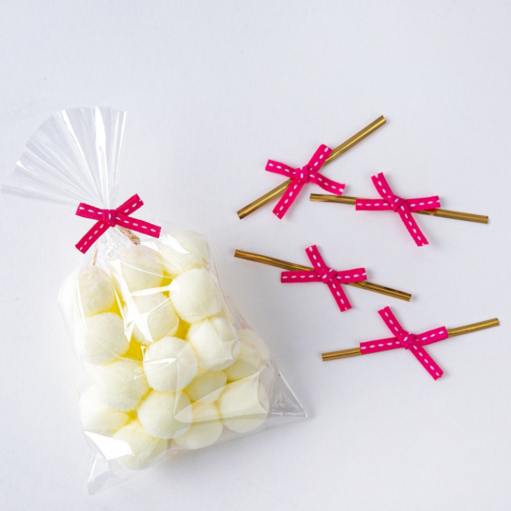 리본 스티치 빵끈 컬러타이 베이커리 빵 막대타이 포장끈 봉지끈 8cm 50개입 x 2, 2개, 핫핑크 12,000원