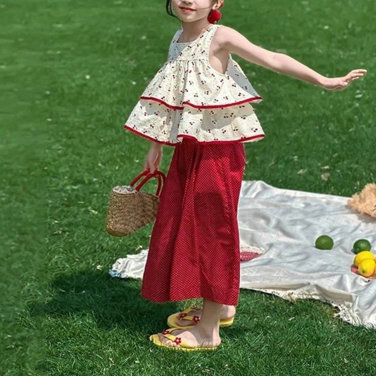 해피유통아동 상큼한 프린트 민소매 상의와 루즈 팬츠 투피스14세 이상 XG03 32,950원