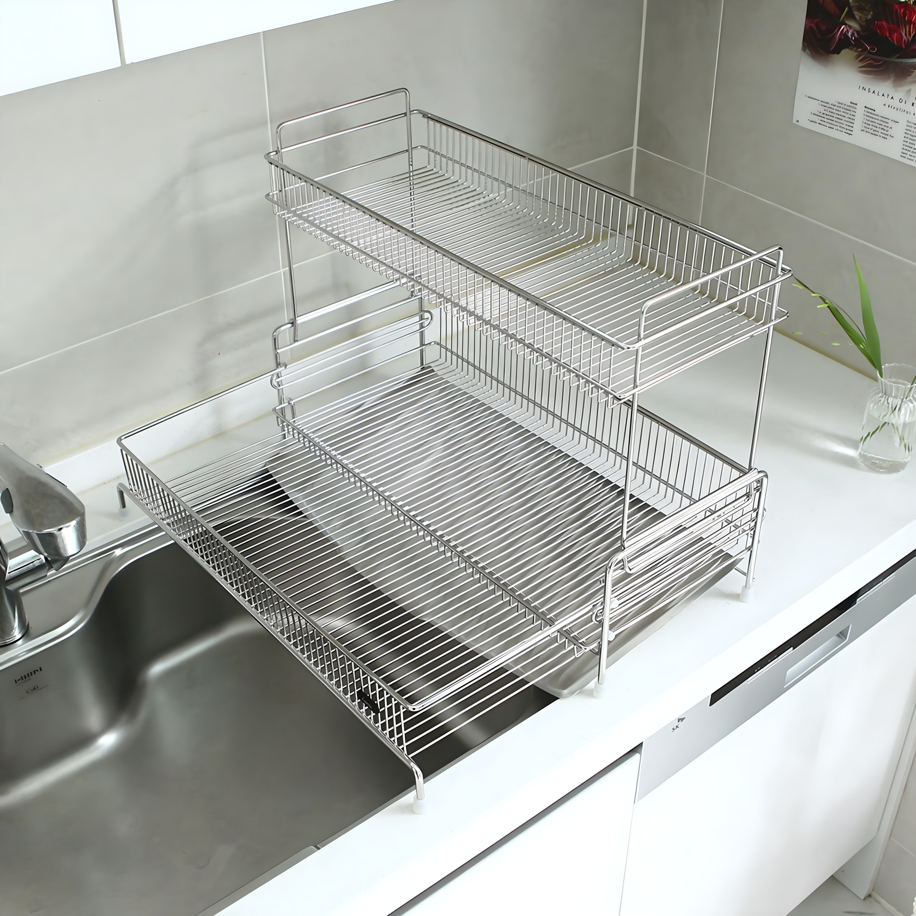 아이넥스 클린엣지S 슬림 확장형 식기건조대, 2단, 실버, 1개 93,520원
