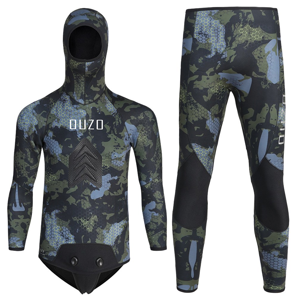 OUZO 오픈셀 프리다이빙슈트 남성 후드 웻슈트 다이버슈트 5mm 투피스형 178,000원