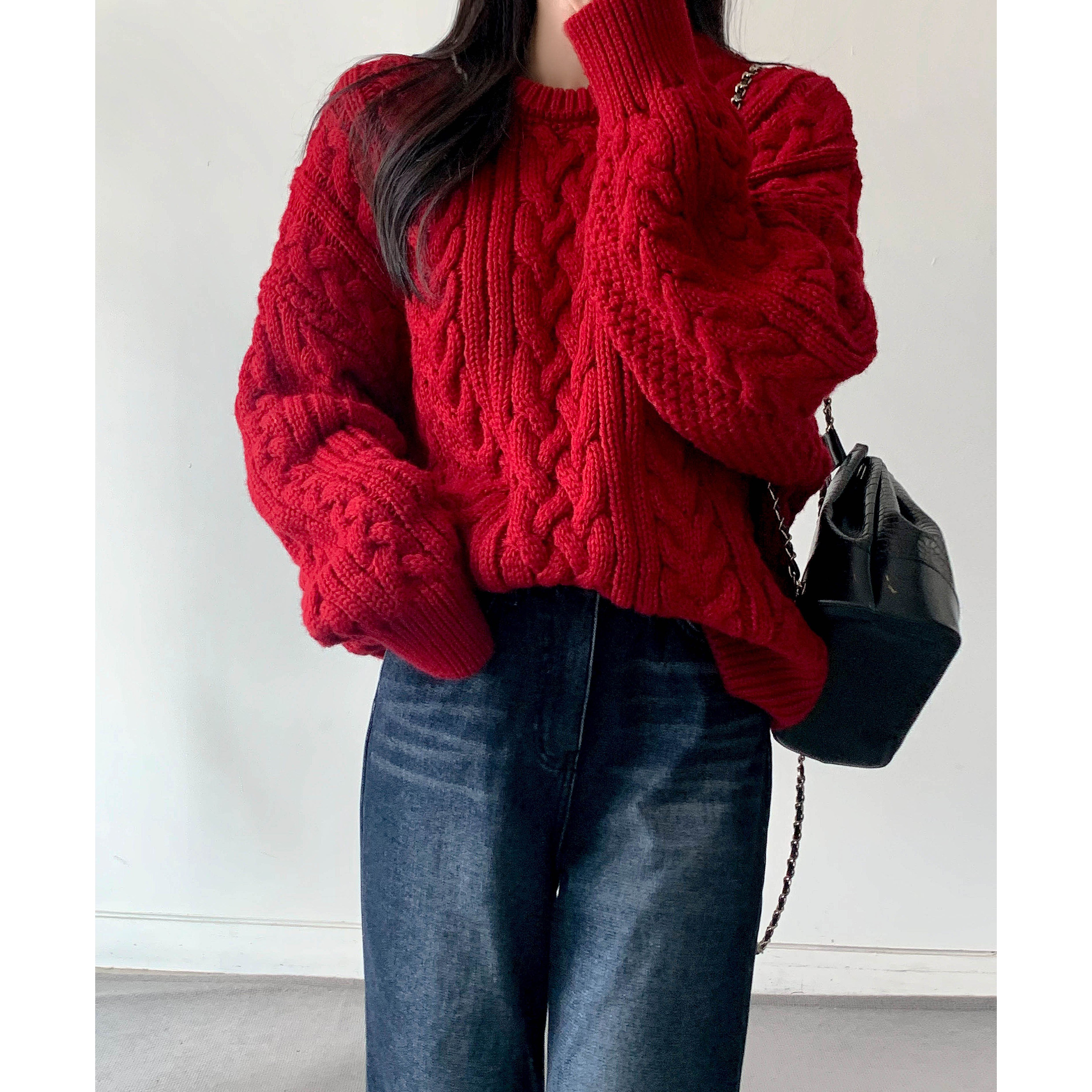 [마켓제이MARKETJ] 비비드 도톰 꽈배기니트(5col) 41,900원