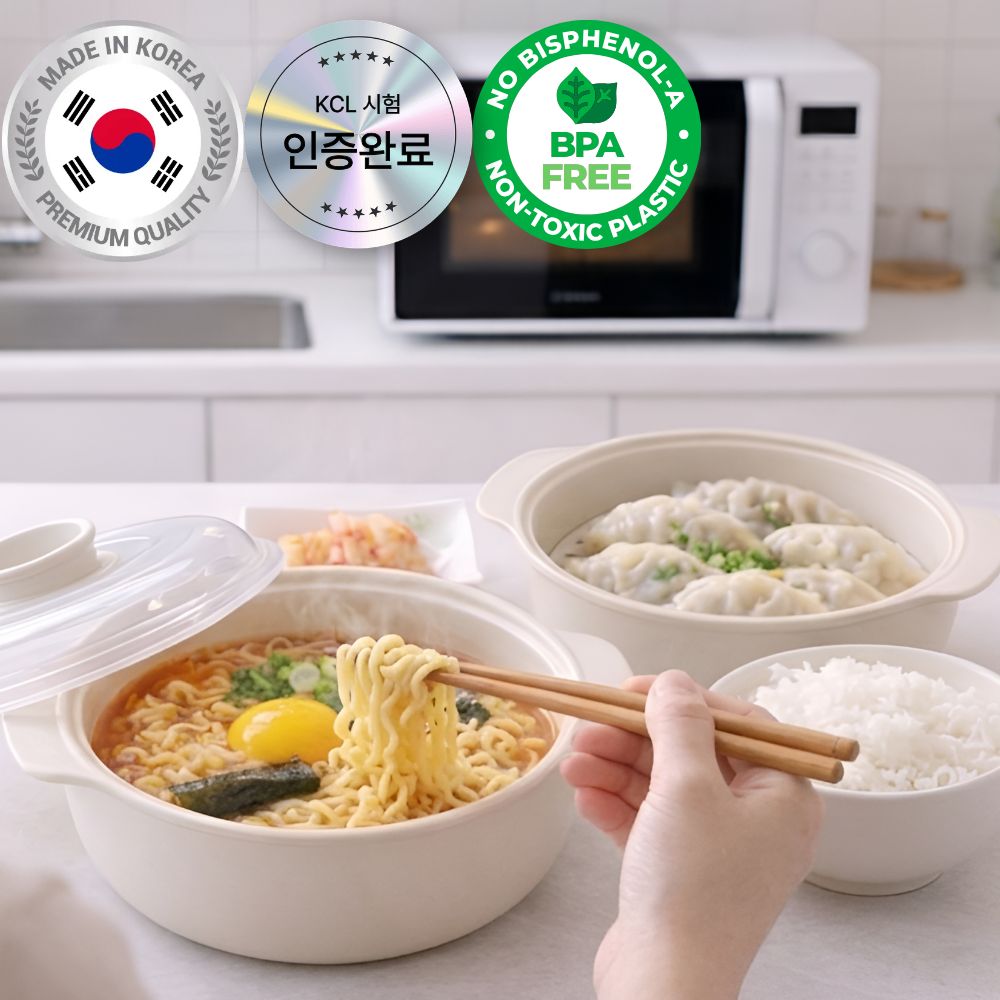 국내생산 전자레인지용 찜기 라면 만두 만능 용기 0.5L+1.2L, 1세트, 모던그레이 18,000원
