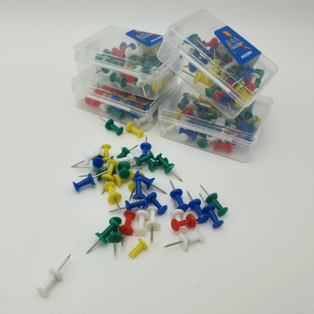 마루마켓_ 데스크 학원 학교 사무실 등 사용가능 컬러 장구 푸시핀 압정 35P 세트 장구핀,푸쉬핀,압정,고정핀,압정핀 3,960원