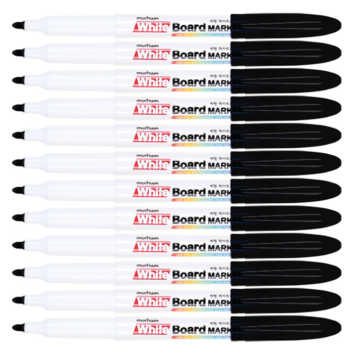 문화연필 세필 화이트 보드마카, 검정, 12개 4,500원