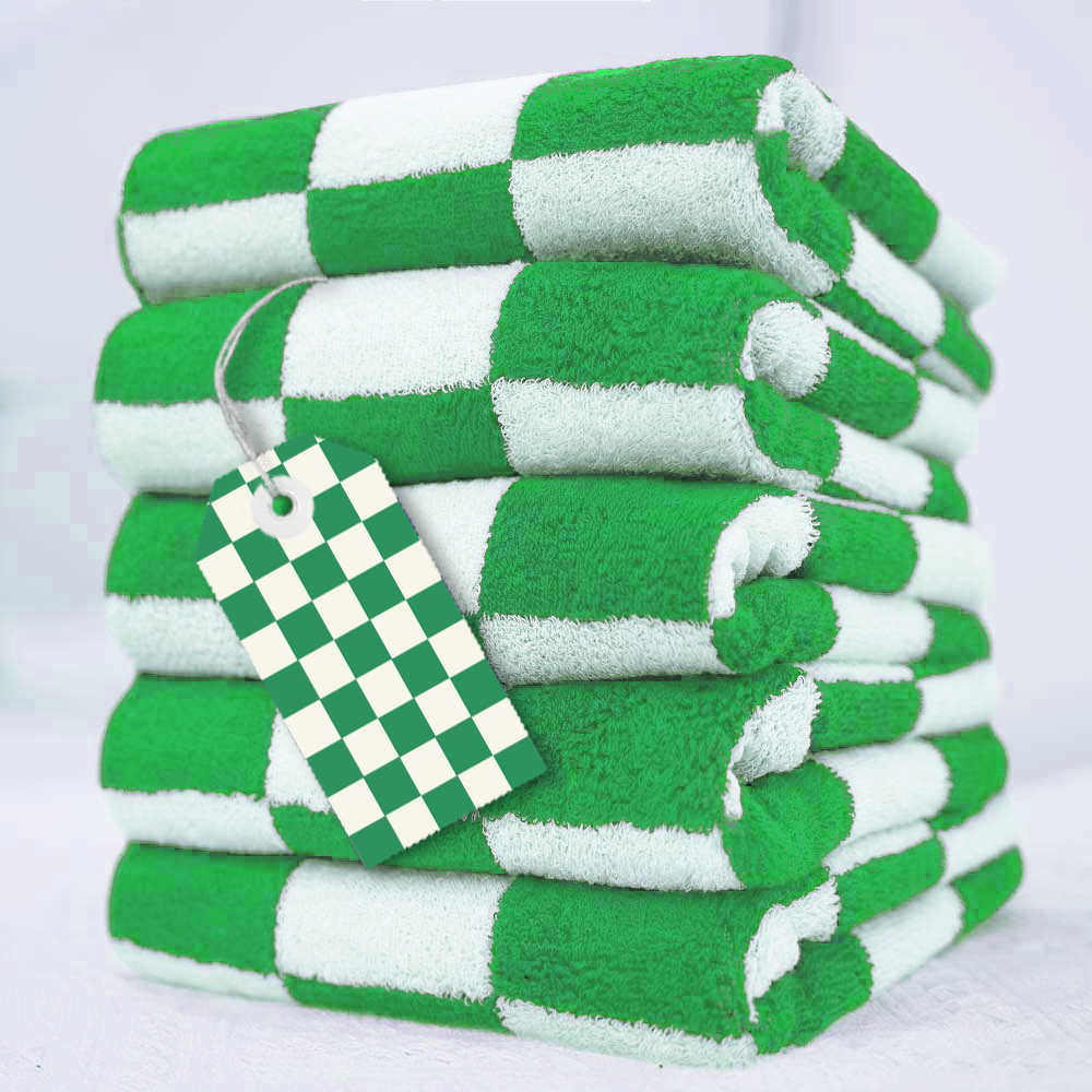 코튼하모니 호텔 패턴수건 200g 40수 코마사, 체커보드 포레스트 그린, 5개 29,900원