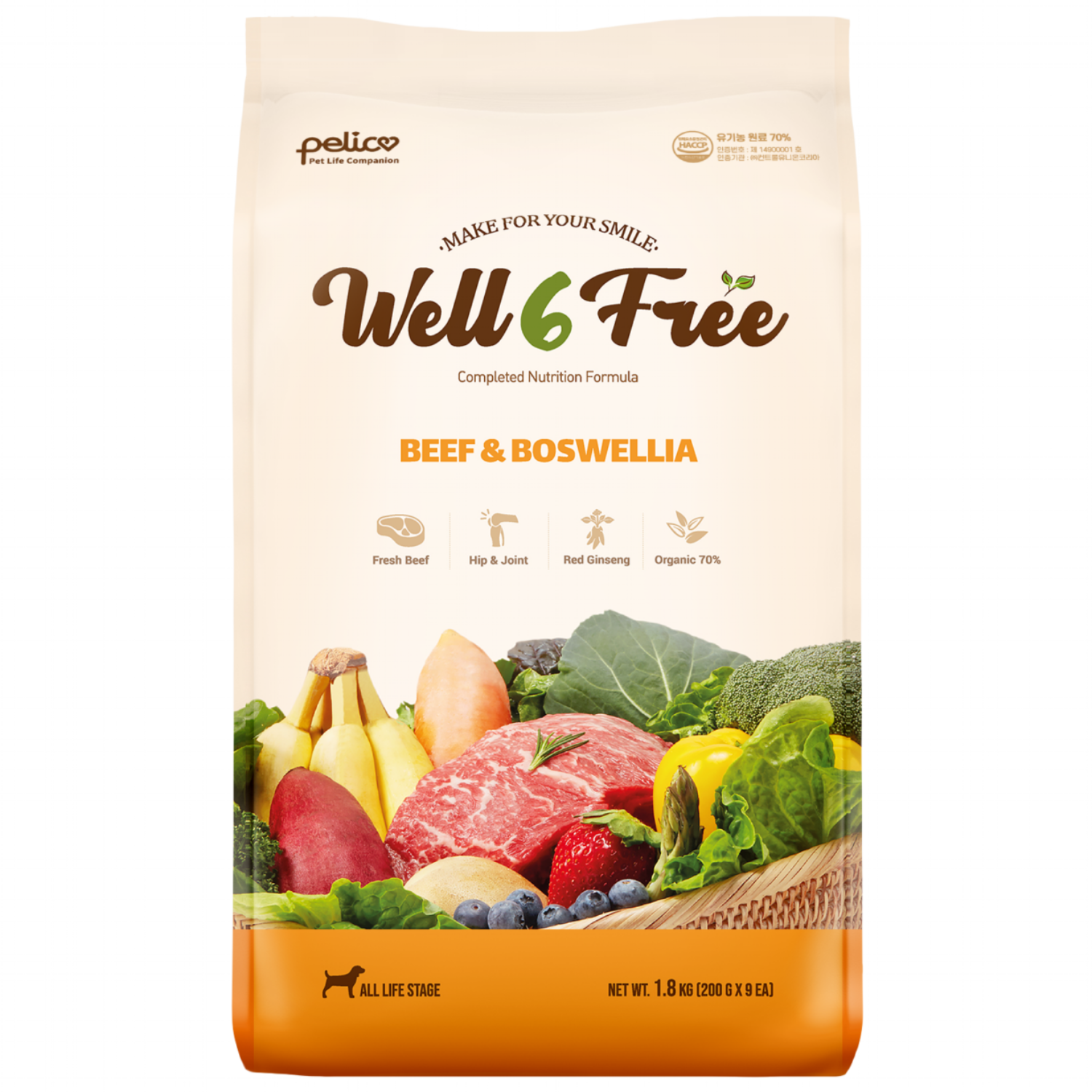 펠리코 웰식스프리 소고기&보스웰리아 1.8kg, 1개, 1.8kg 18,500원