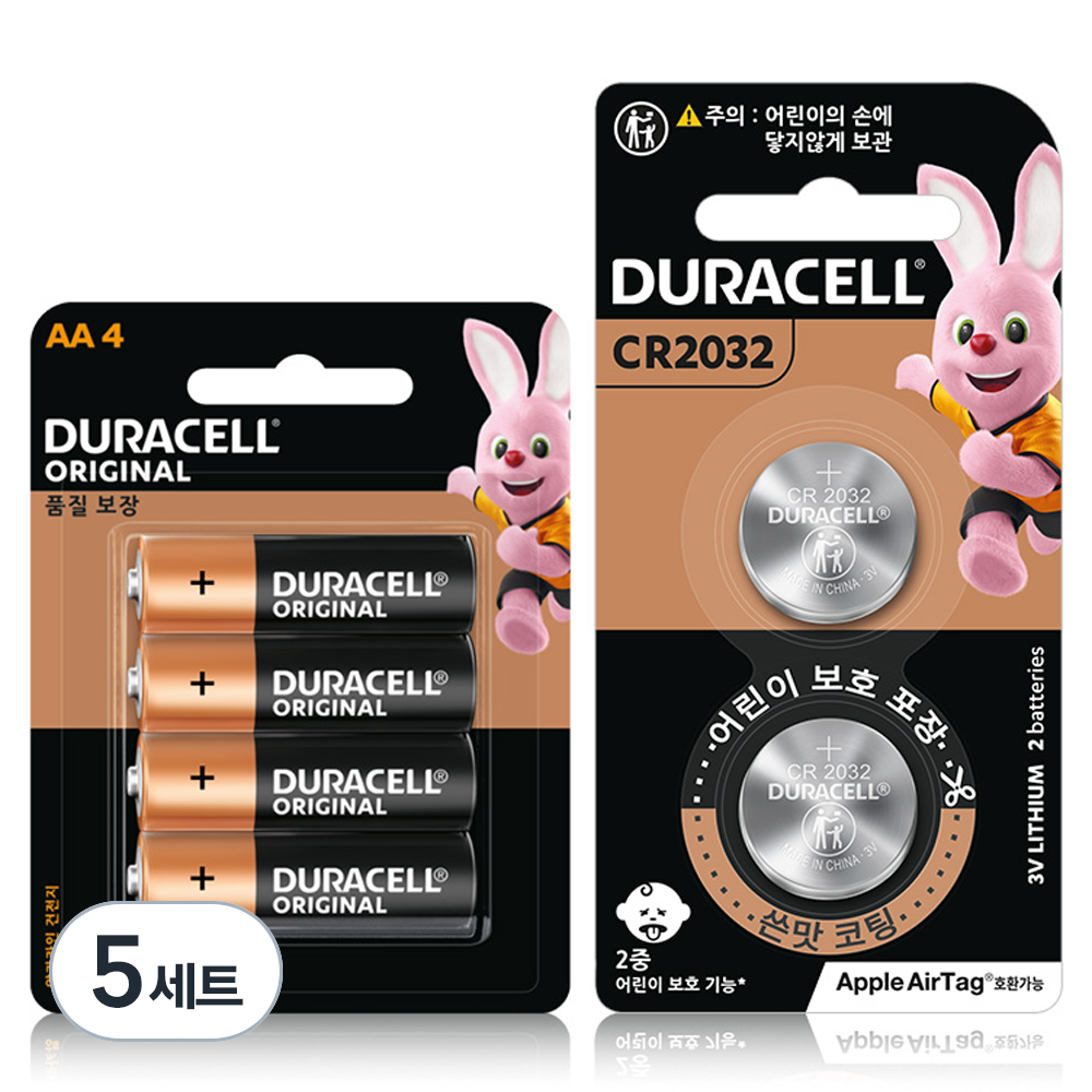 듀라셀 알카라인 건전지 AA 4p + CR2032 2p 세트 27,950원