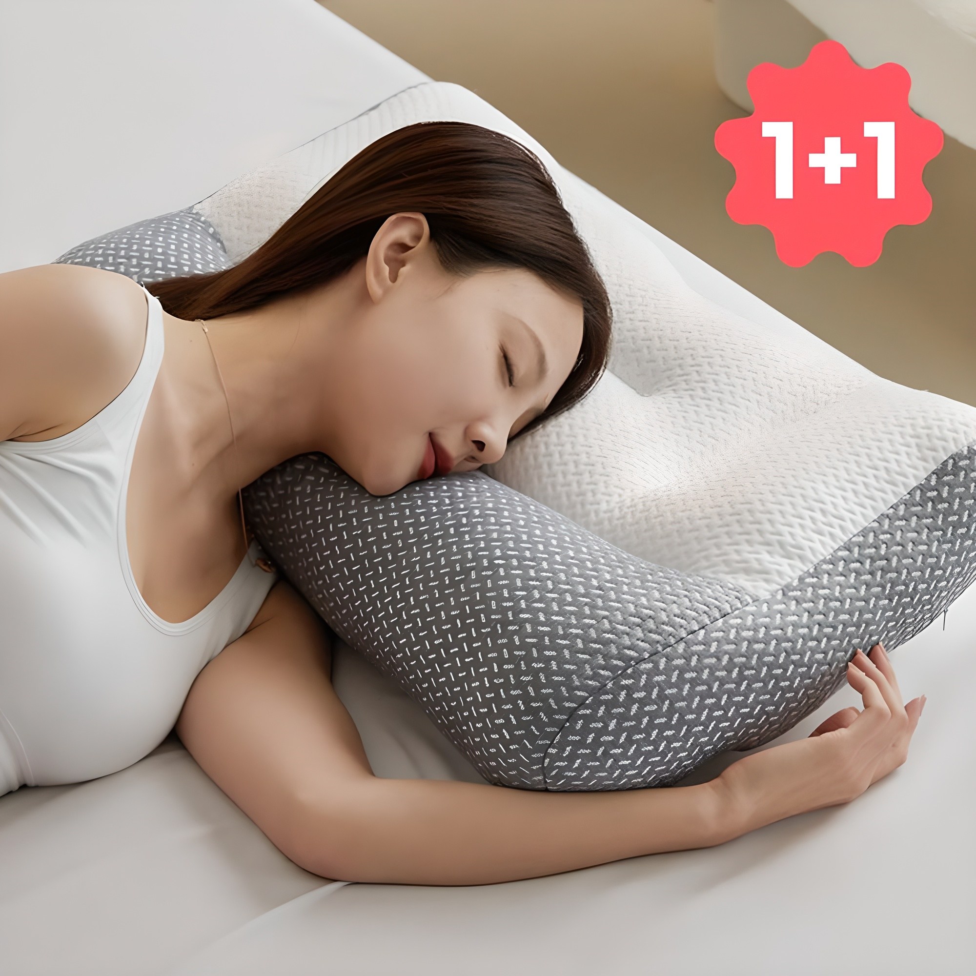 슬립포어 1+1 목편한 일자목 경추 수면 베개, 화이트, 1개, 현재가 20,900원